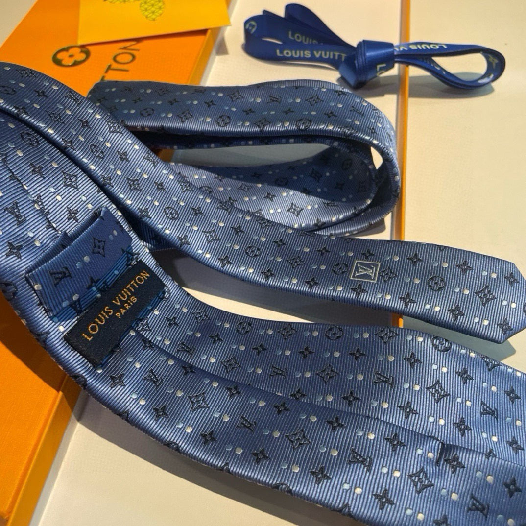 Louis Vuitton Style Men's Monogram Jacquard Silk Tie