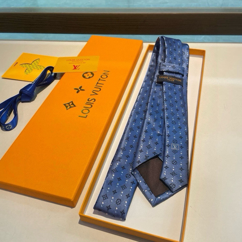 Louis Vuitton Style Men's Monogram Jacquard Silk Tie