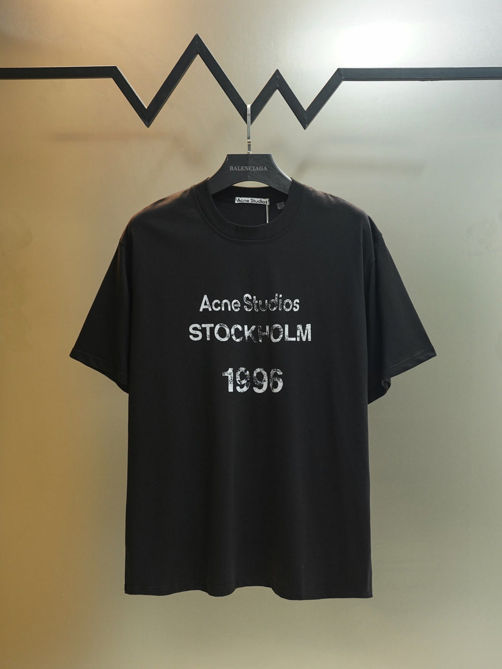 Acne Studios Stockholm 1996 Distressed Text‑Print Crew‑Neck Short‑Sleeve T‑Shirt
