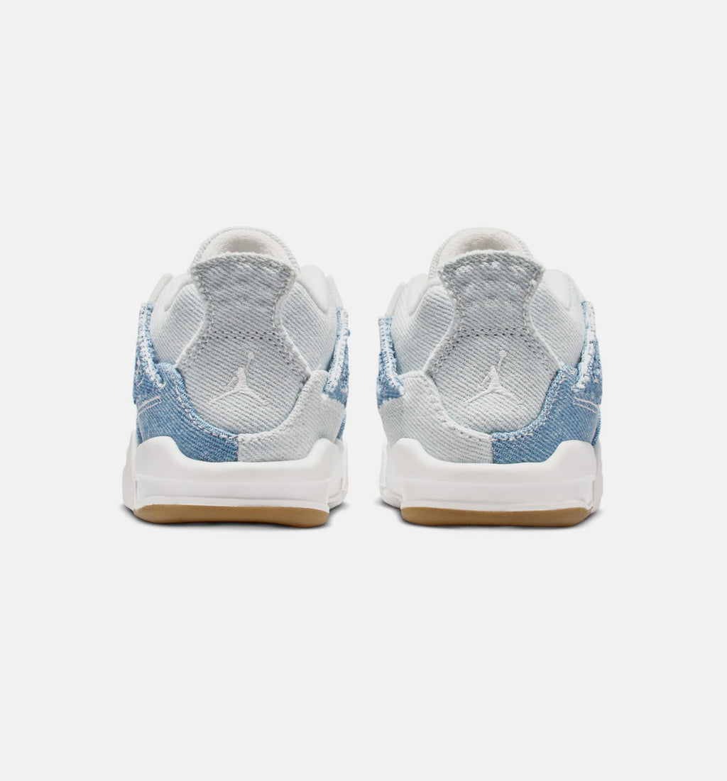 Air Jordan 4 Retro Worn Blue – Infant/Toddler Lifestyle Shoe in Sail/Worn Blue/Metallic Gold