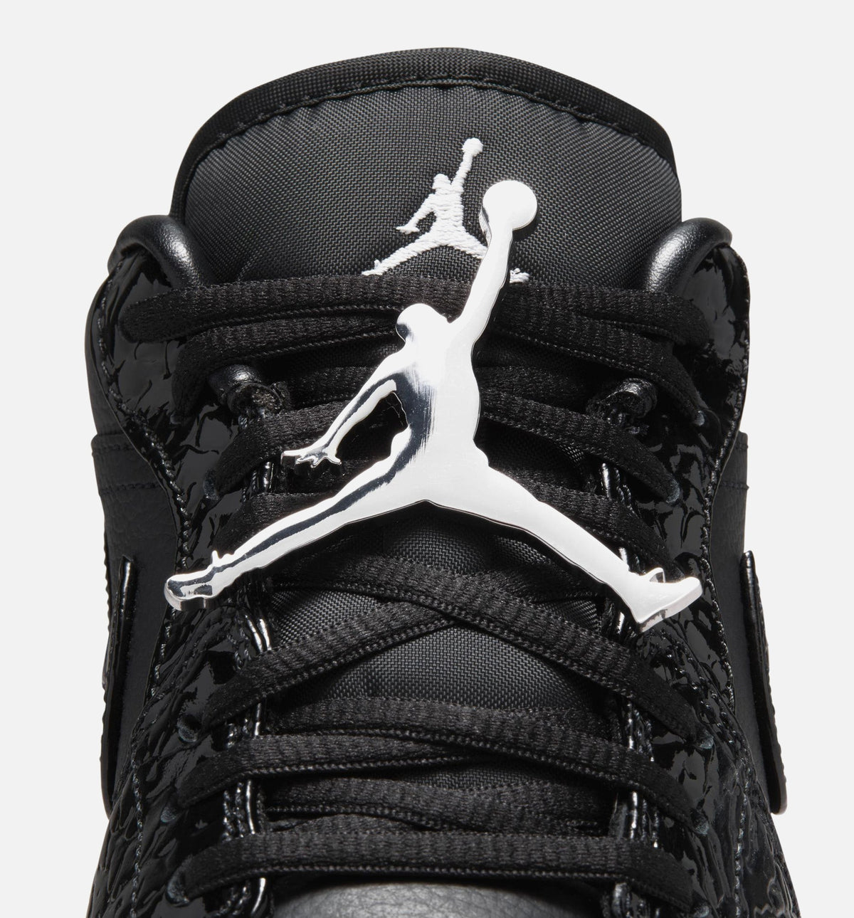 Air Jordan 1 Low Patent Elephant Women's Lifestyle Shoes - Black / White / Metallic Silver