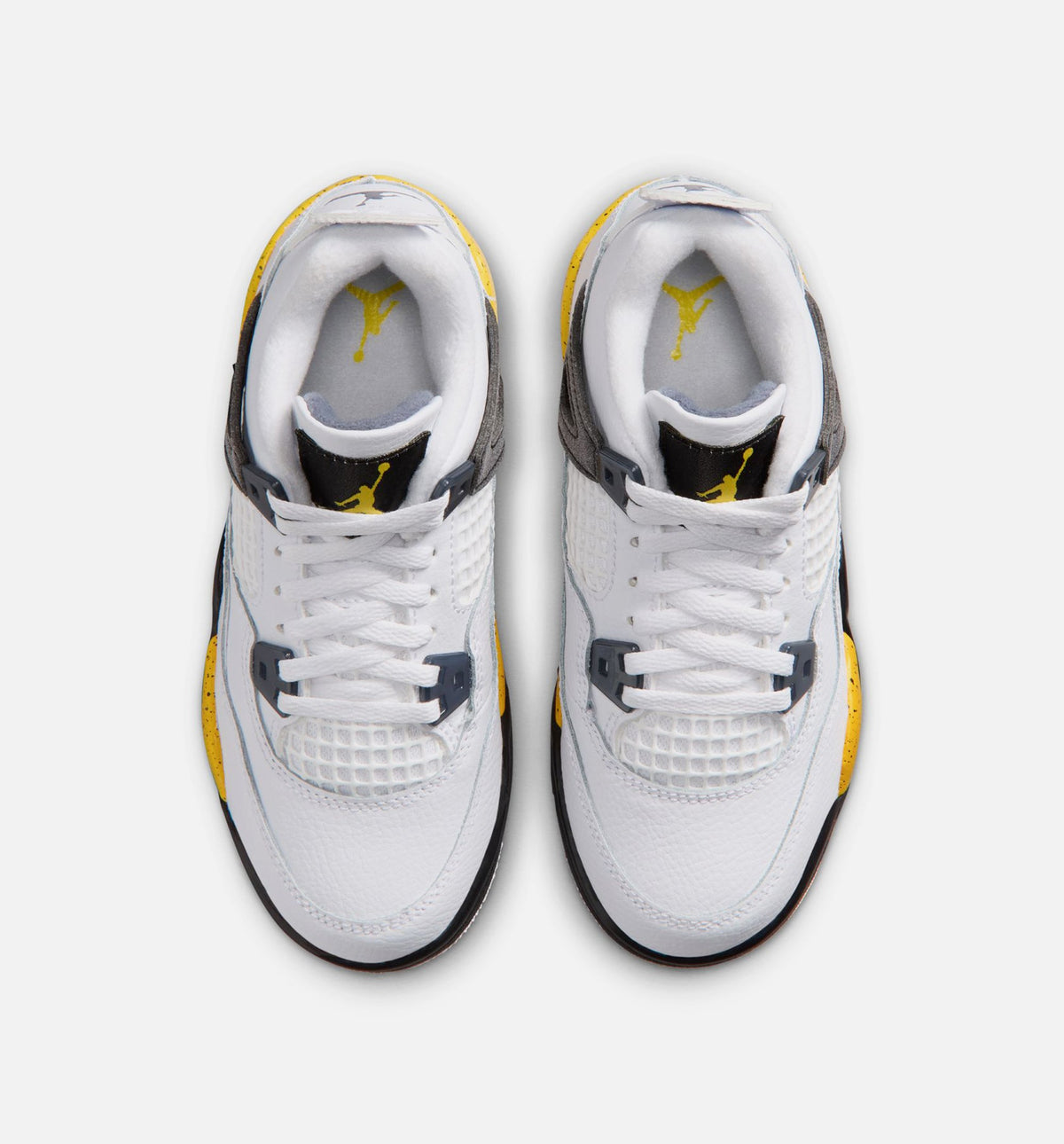 Air Jordan 4 Retro Rare Air Tour Yellow Preschool Shoes - White Dark Blue Grey Black Tour Yellow