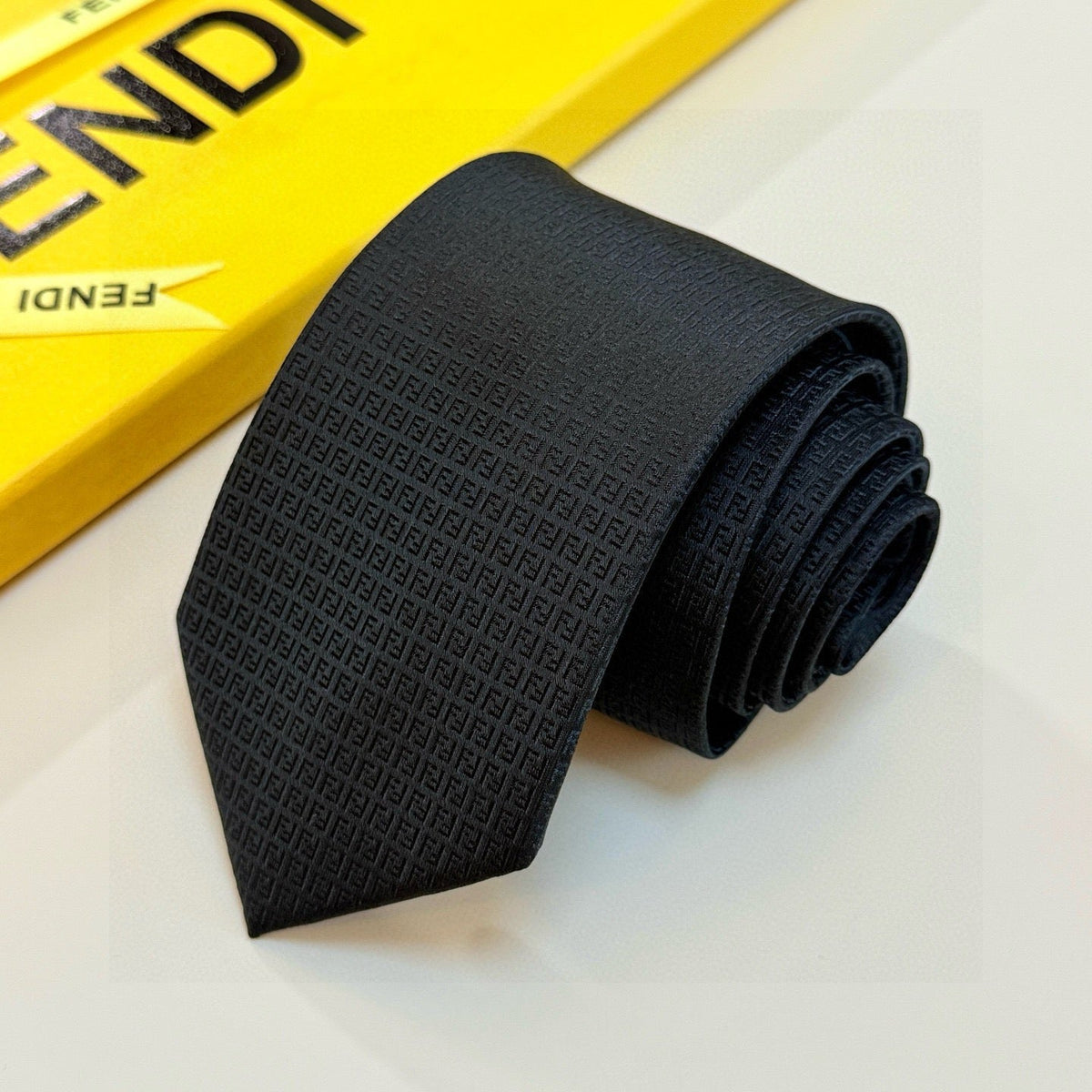 Fendi Style Men's Textured Solid Silk Tie