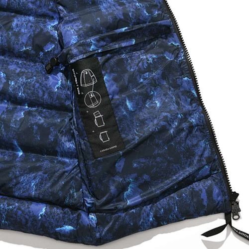 Canada Goose Blue Abstract Print Quilted Puffer Vest