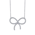 TIFFANY CLAW SET RHODIUM PLATED BOW NECKLACE