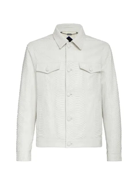 Billionaire snakeskin-effect button-up jacket