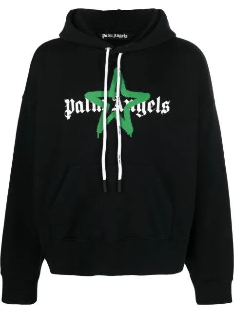 Palm Angels Star Sprayed logo-print hoodie