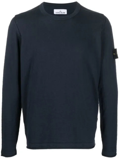Stone Island 5100052 organic cotton and nylon crew-neck jumper with small roll finishes