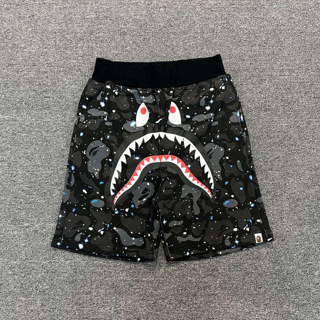 BAPE Space Camo Glow-in-the-Dark Shark Shorts - White / Black