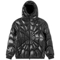 Moncler Black Glossy Spider Web Quilted Hooded Down Jacket