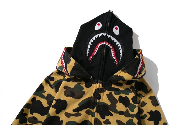 BAPE Double-Hood Camo Shark Hoodie
