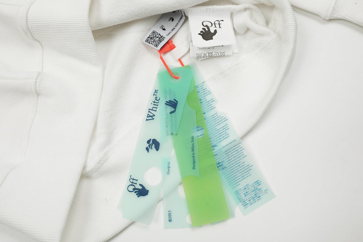 Off-White Men's Scratch Arrow Popover Hoodie — White / Black