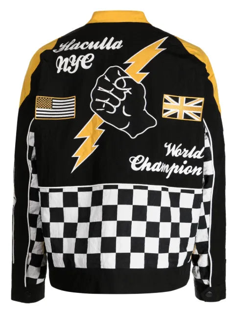 Haculla graphic-print zip-up biker jacket