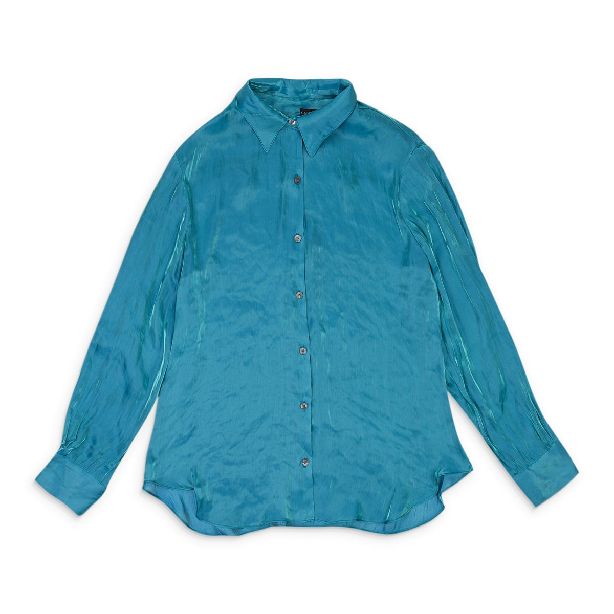 IRIDESCENT BLUE BUTTON-UP