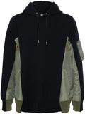 sacai panelled drawstring hoodie