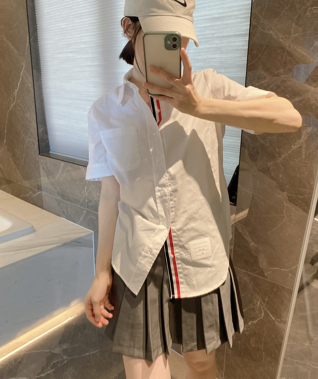 Thom Browne Women's Puppy Embroidered Short Sleeve Shirt