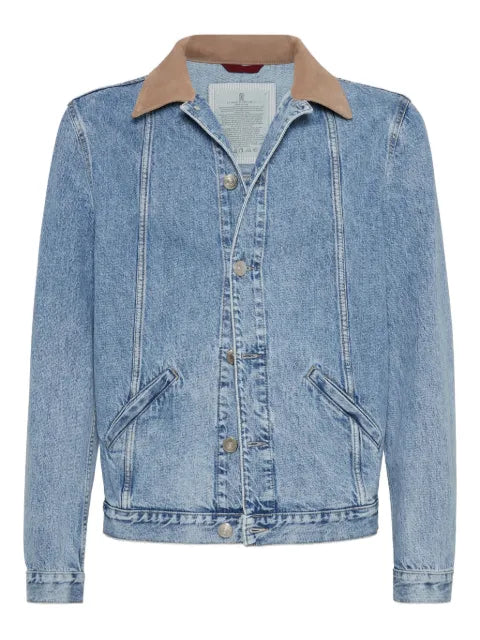 Brunello Cucinelli contrasting-collar denim jacket