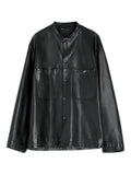 LEMAIRE snap-closure patch-pocket leather overshirt