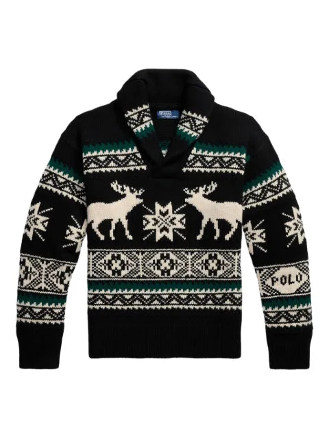 Polo Ralph Lauren shawl collar patterned knitwear