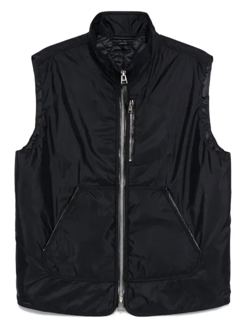 TOM FORD leather-trimmed zip-front vest