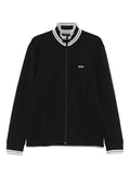 BOSS striped-cuff zip-up sweatshirt