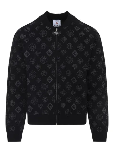 Casablanca logo-pattern zip-up jacket