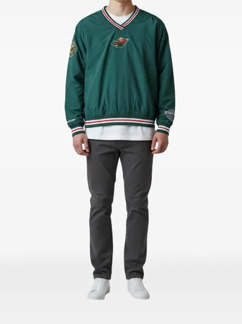 Mitchell & Ness logo-patch V-neck sweatshirt