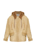 LOEWE corduroy-collar leather jacket