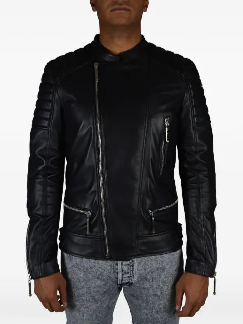 Philipp Plein quilted zip biker jacket