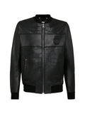 Billionaire leather bomber jacket with crest