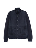 Canali suede-panel bomber jacket