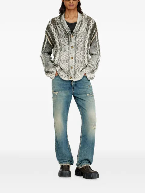 Diesel treated cable-knit cardigan