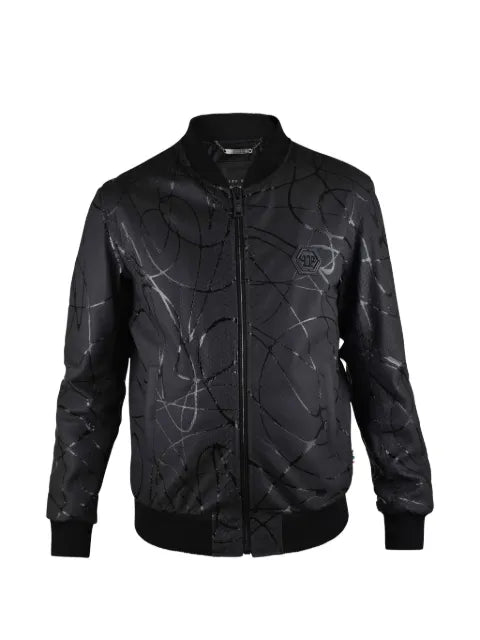 Philipp Plein python-effect leather bomber jacket