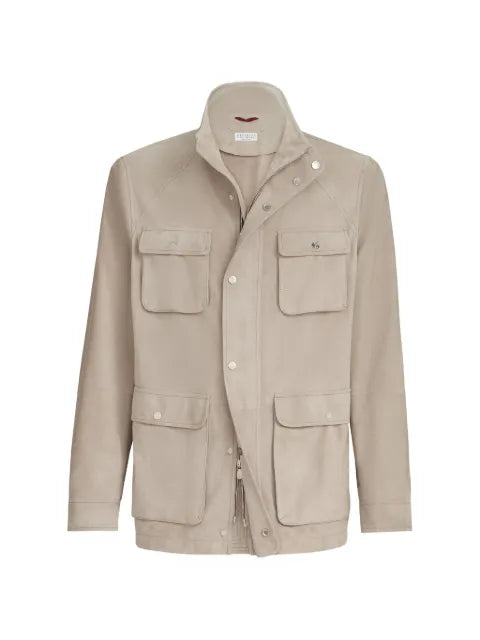 Brunello Cucinelli suede unlined safari jacket