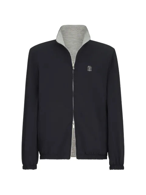 Brunello Cucinelli bonded-nylon reversible outerwear jacket with logo