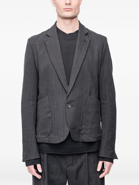The Viridi-Anne herringbone-pattern notch-lapels blazer