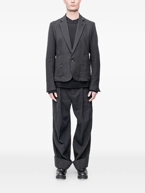 The Viridi-Anne herringbone-pattern notch-lapels blazer