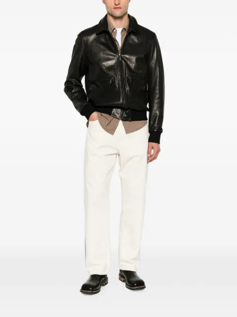 SERGIO MORETTI FIRENZE grainy-leather jacket