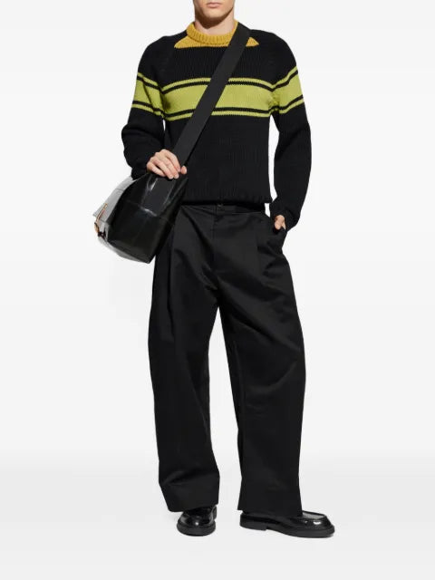 Marni black cotton jumper with contrast neck