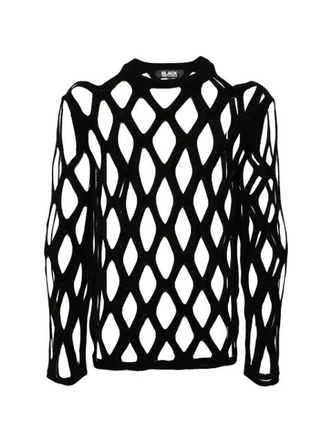 Black Comme Des Garçons open-knit long-sleeve sweater