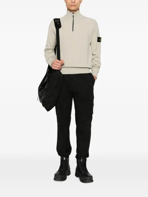 Stone Island logo-patch zip-neck sweater