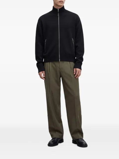 TOM FORD leather-patch zip-up cardigan