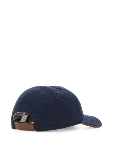 Eleventy cashmere baseball cap with leather trim