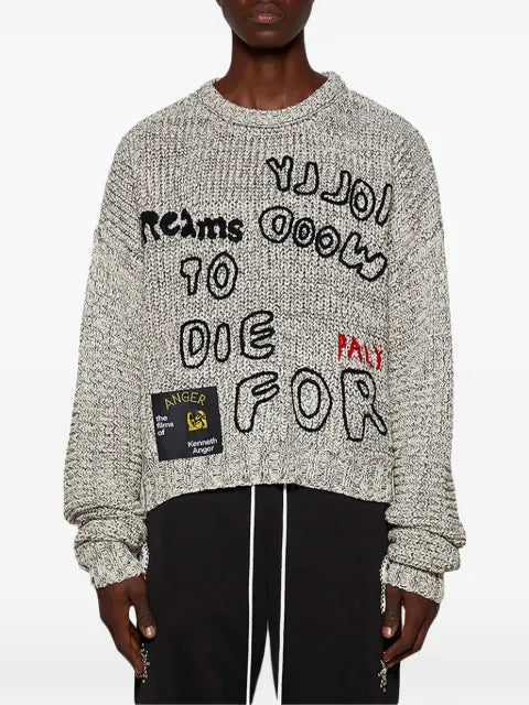 Paly To Die For slogan-embroidered sweater