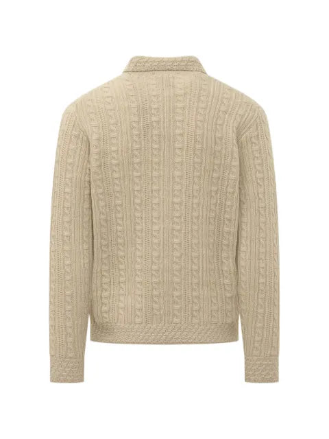 RAKKI cable-knit polo-collar sweater