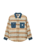 FIVE CM check-pattern denim-trim shirt