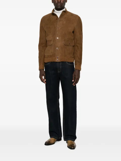 Salvatore Santoro ribbed-trim suede jacket