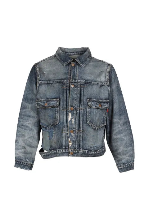 Anachronorm patchwork distressed denim jacket