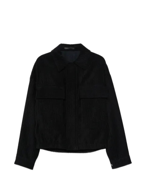 Giorgio Armani waffle-knit chest-pocket jacket