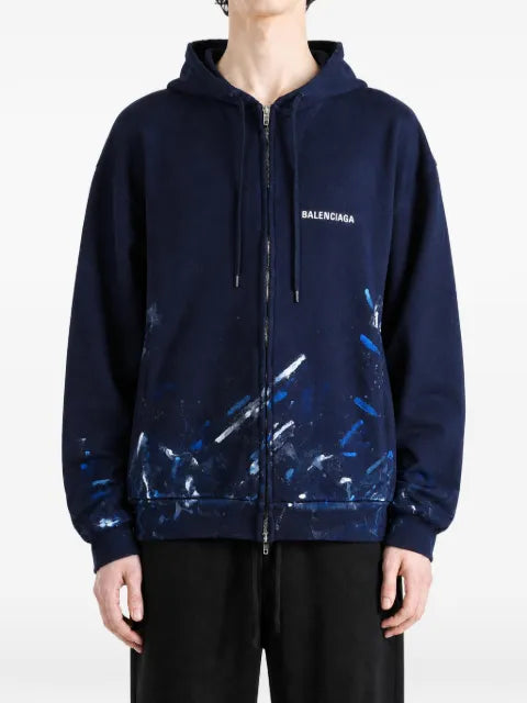 Balenciaga paint-splatter logo-print hoodie